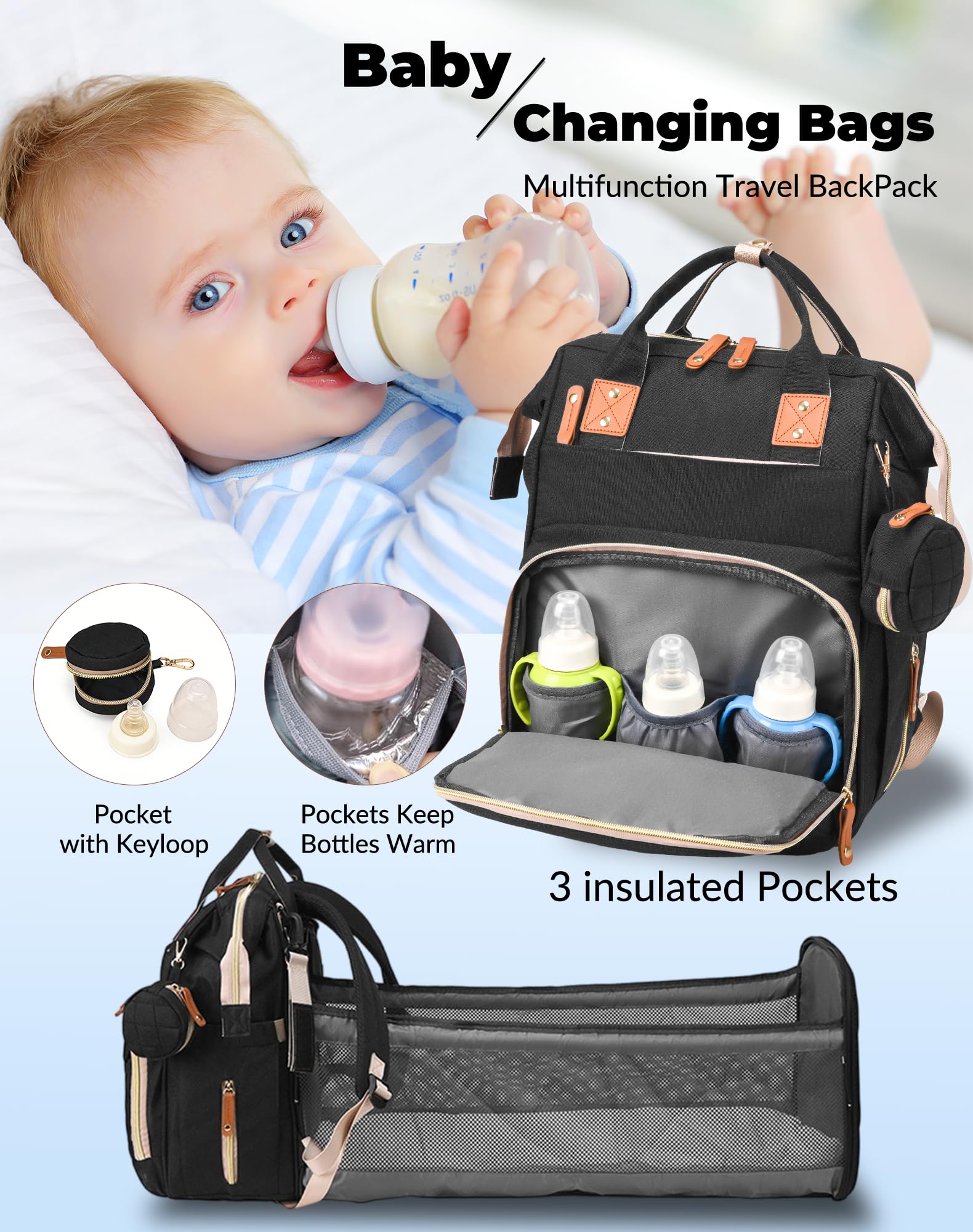 Lamroro diaper bag large capacity holds baby essentials for day trips