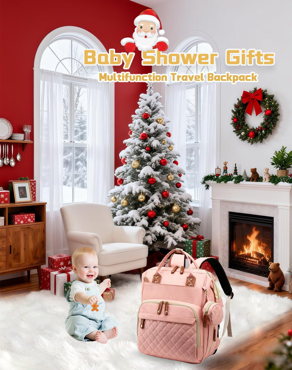 Lamroro Diaper Bag Peach Pink color adds a stylish touch for family outings.