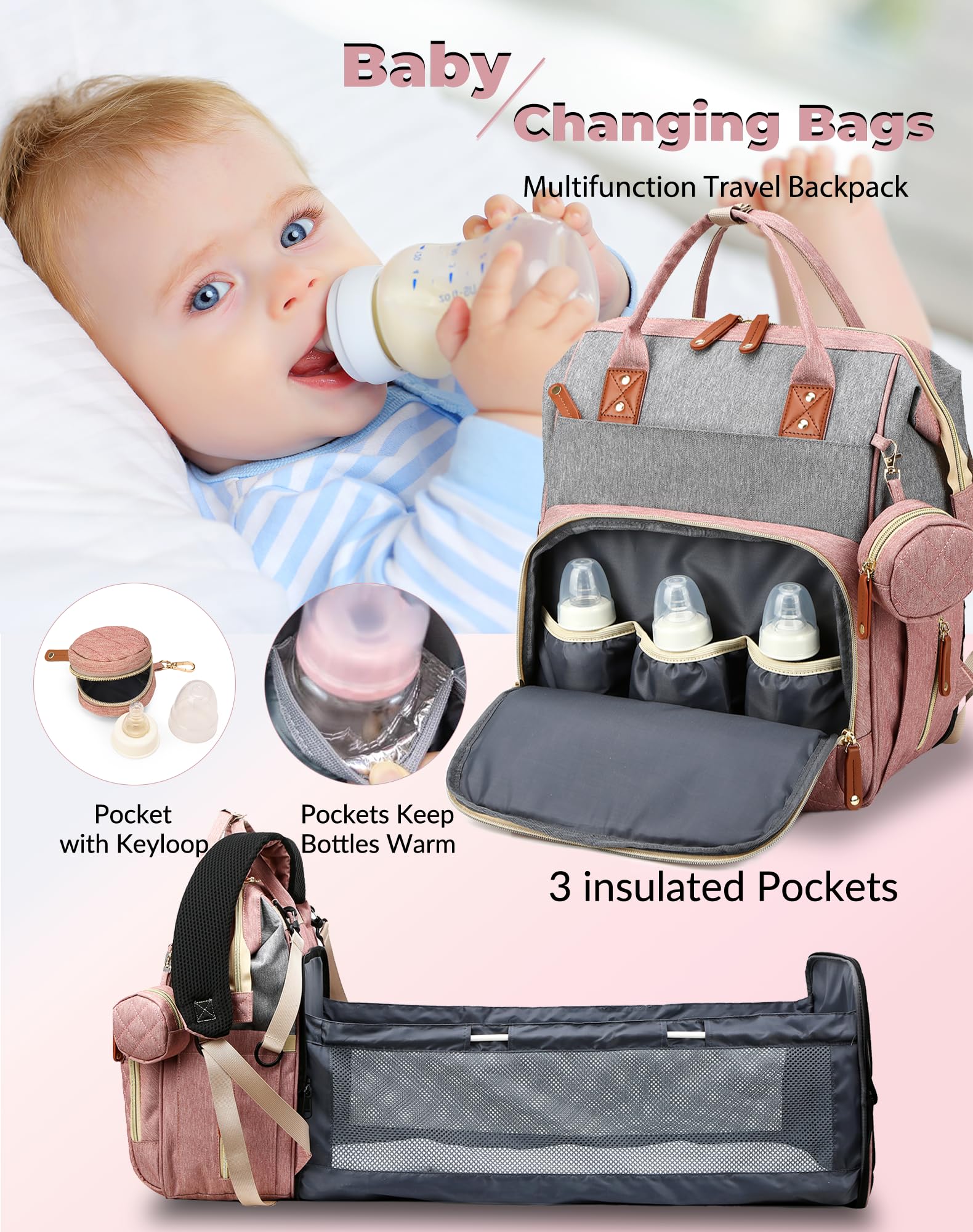 Lamroro diaper bag urban-travel-backpack design shows versatile carry options.