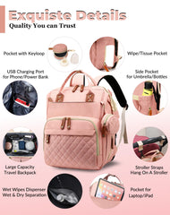 Lamroro Diaper Bag USB charging port lets you power devices while traveling.
