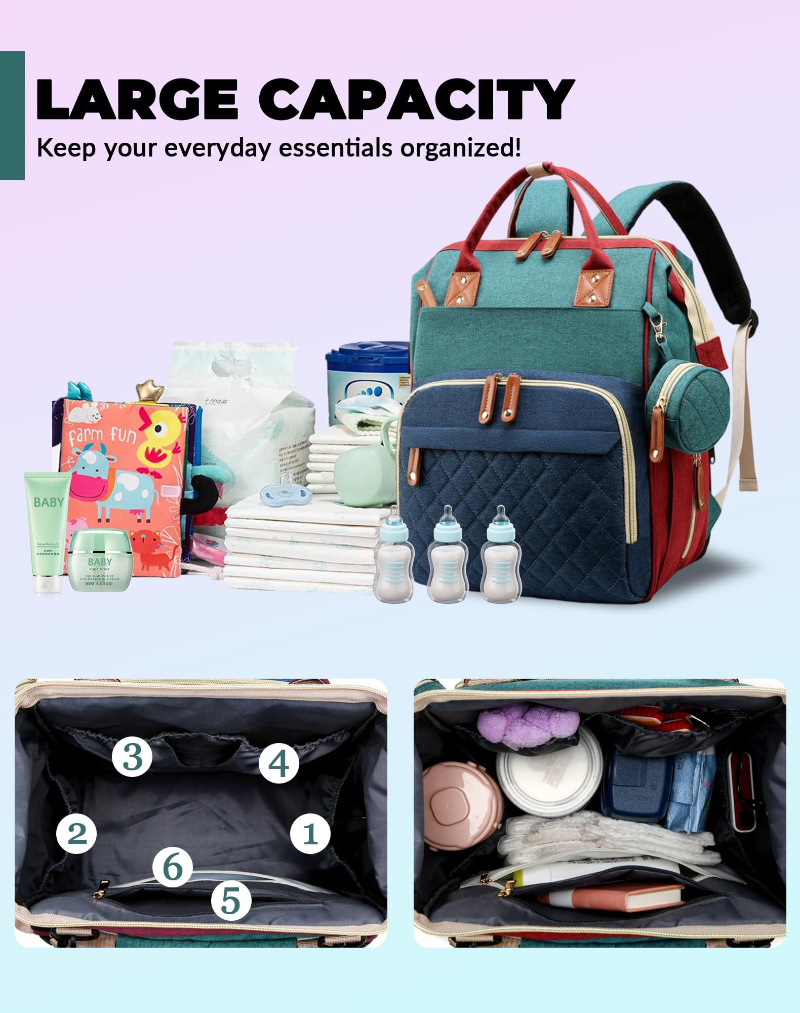Lamroro diaper bag USB port for charging devices away from home