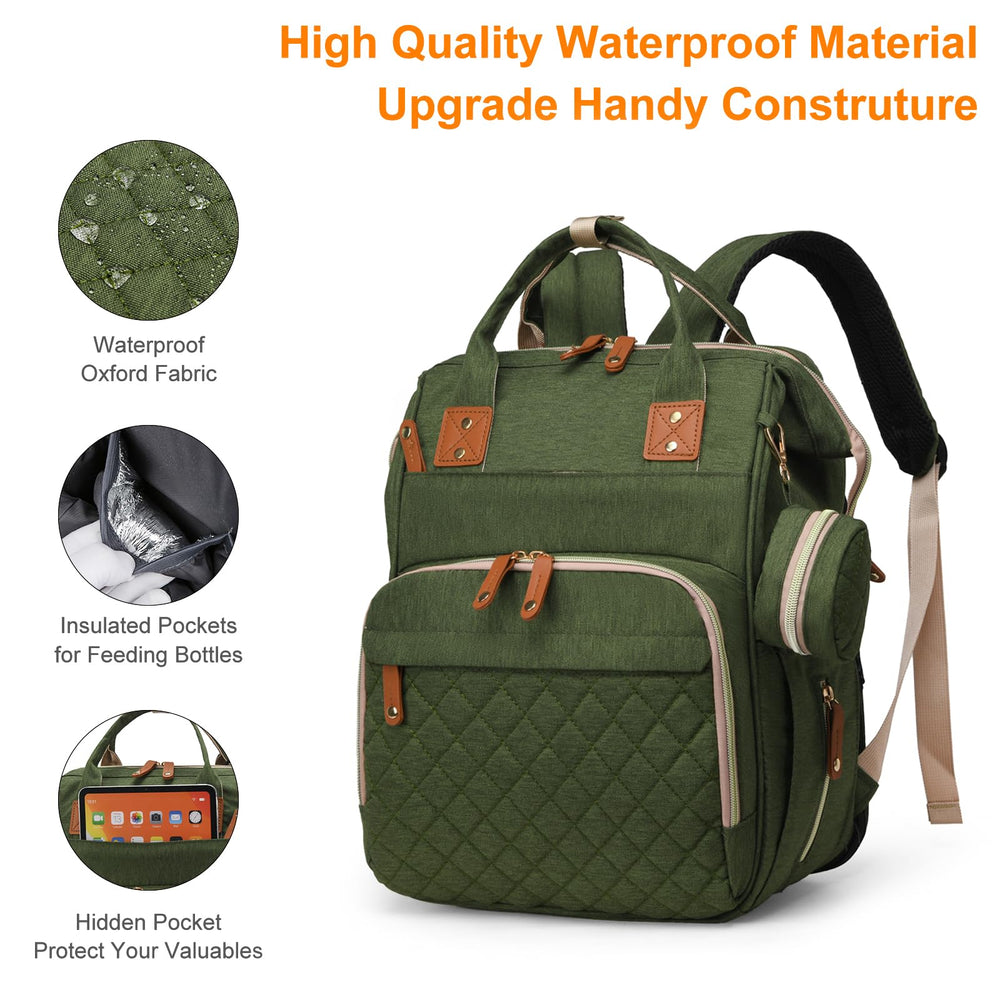 Lamroro diaper bag USB port enables charging while traveling with baby gear.