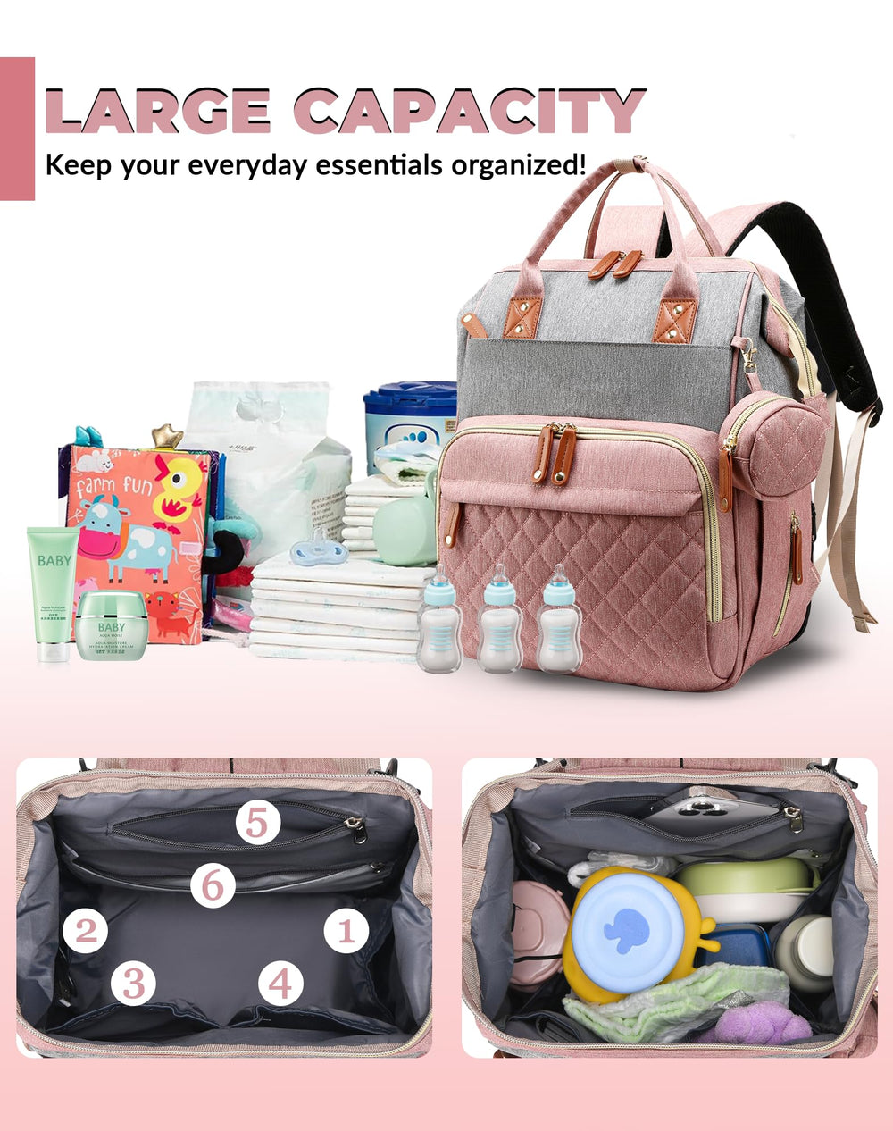Lamroro diaper bag usb-port for convenient device charging on outings.