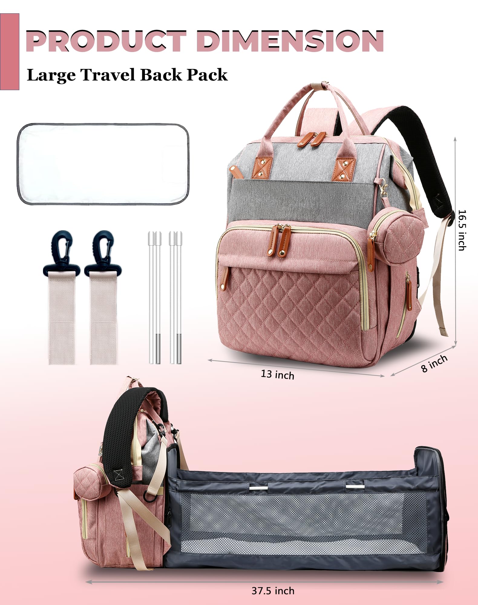 Lamroro diaper bag waterproof-900d-oxford fabric keeps contents dry.