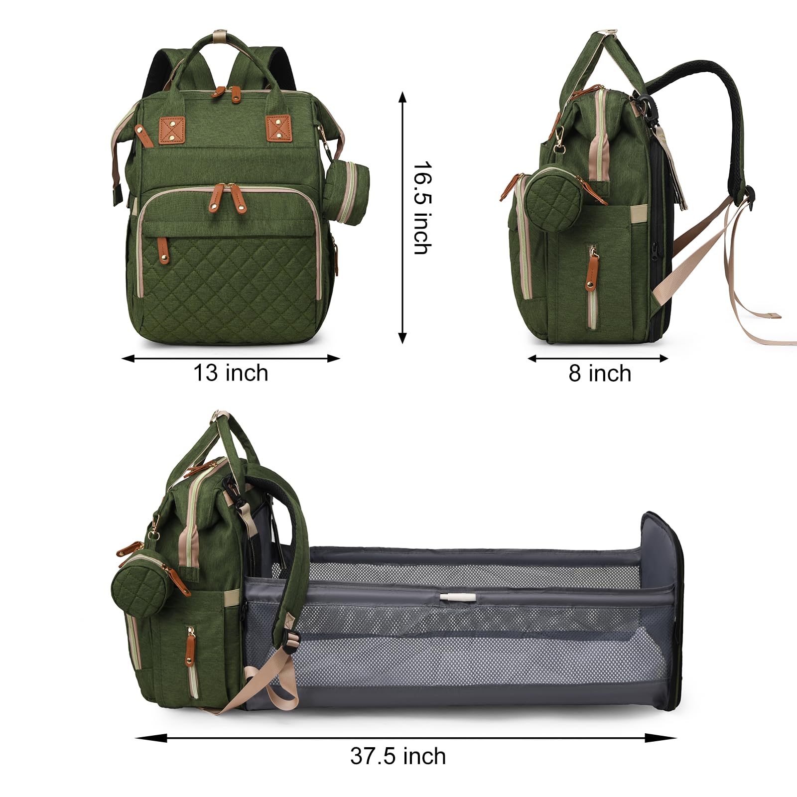 Lamroro diaper bag in waterproof oxford fabric keeping contents dry during rain.
