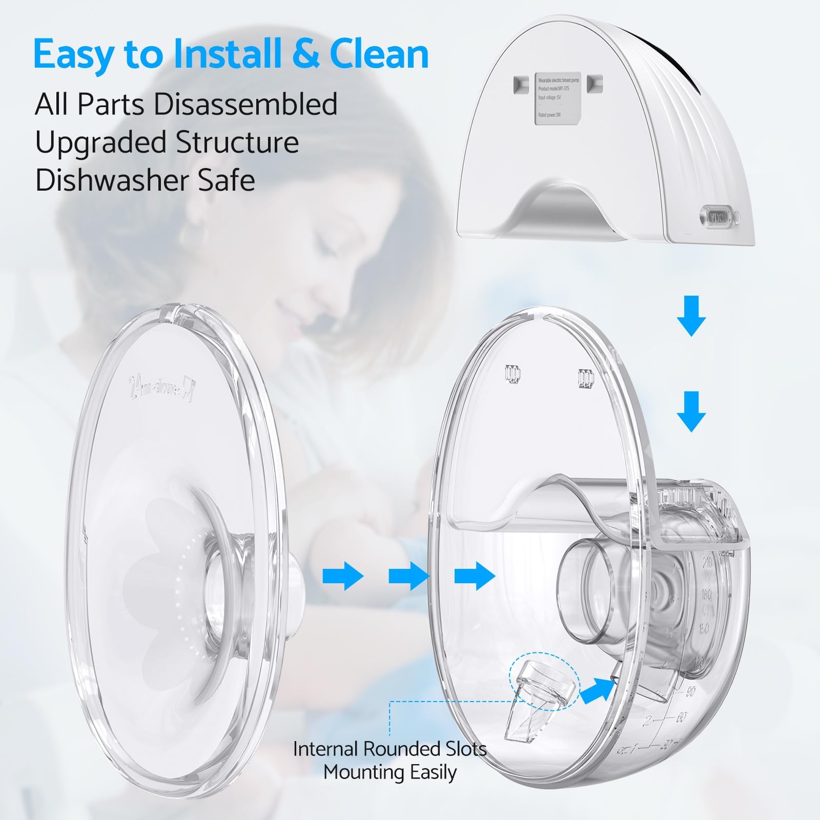LAMSUET compact pump weighs 230g for easy all-day wear.