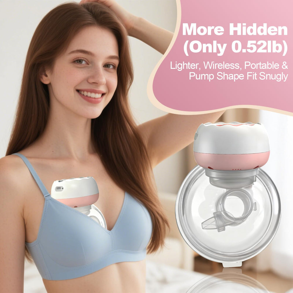 LAMSUET wearable breast pump in compact design for all-day comfort.