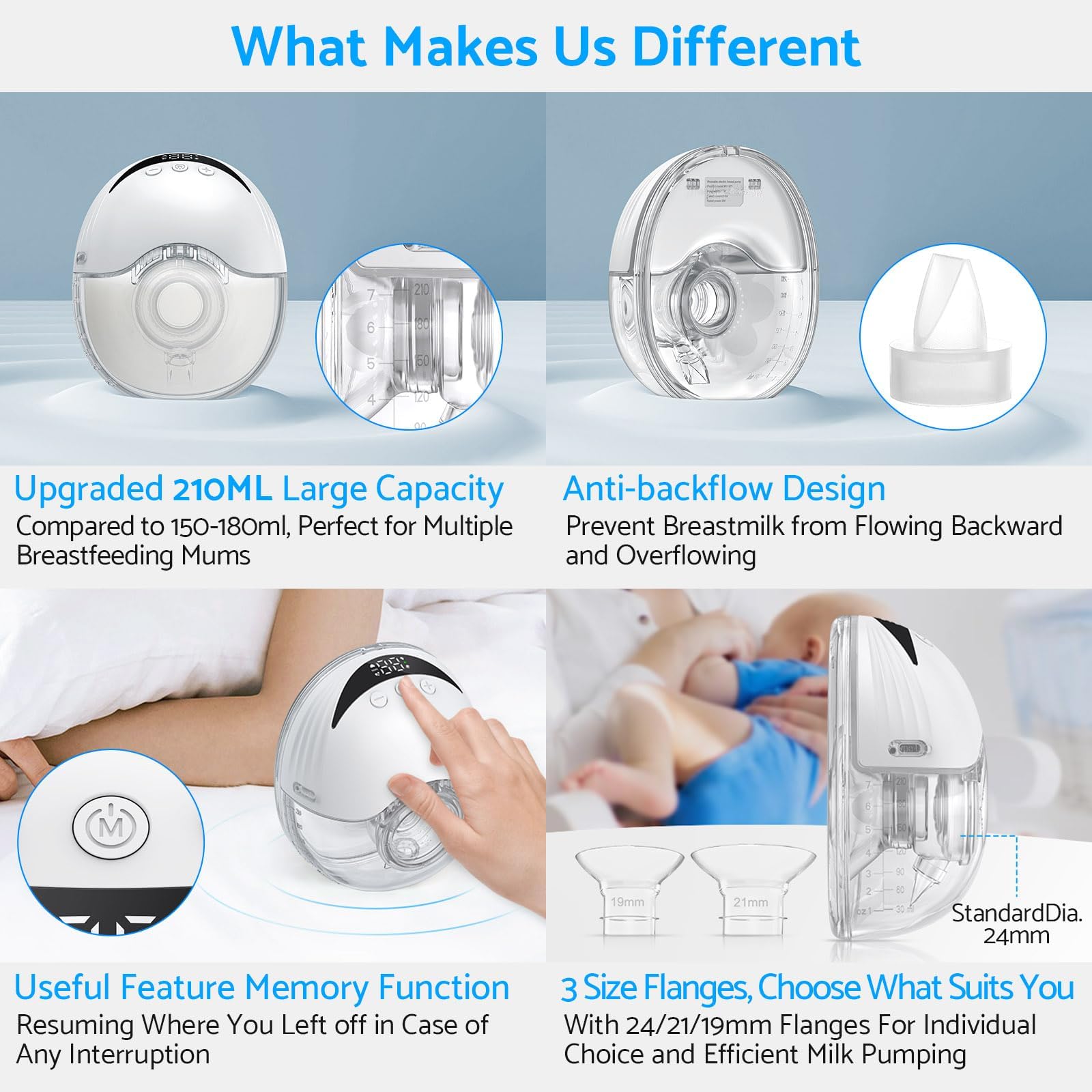 LAMSUET wearable pump with LED screen displays battery and mode at a glance.