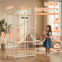 LAMU double-capacity storage tower maximizes space for over 100 plush items.