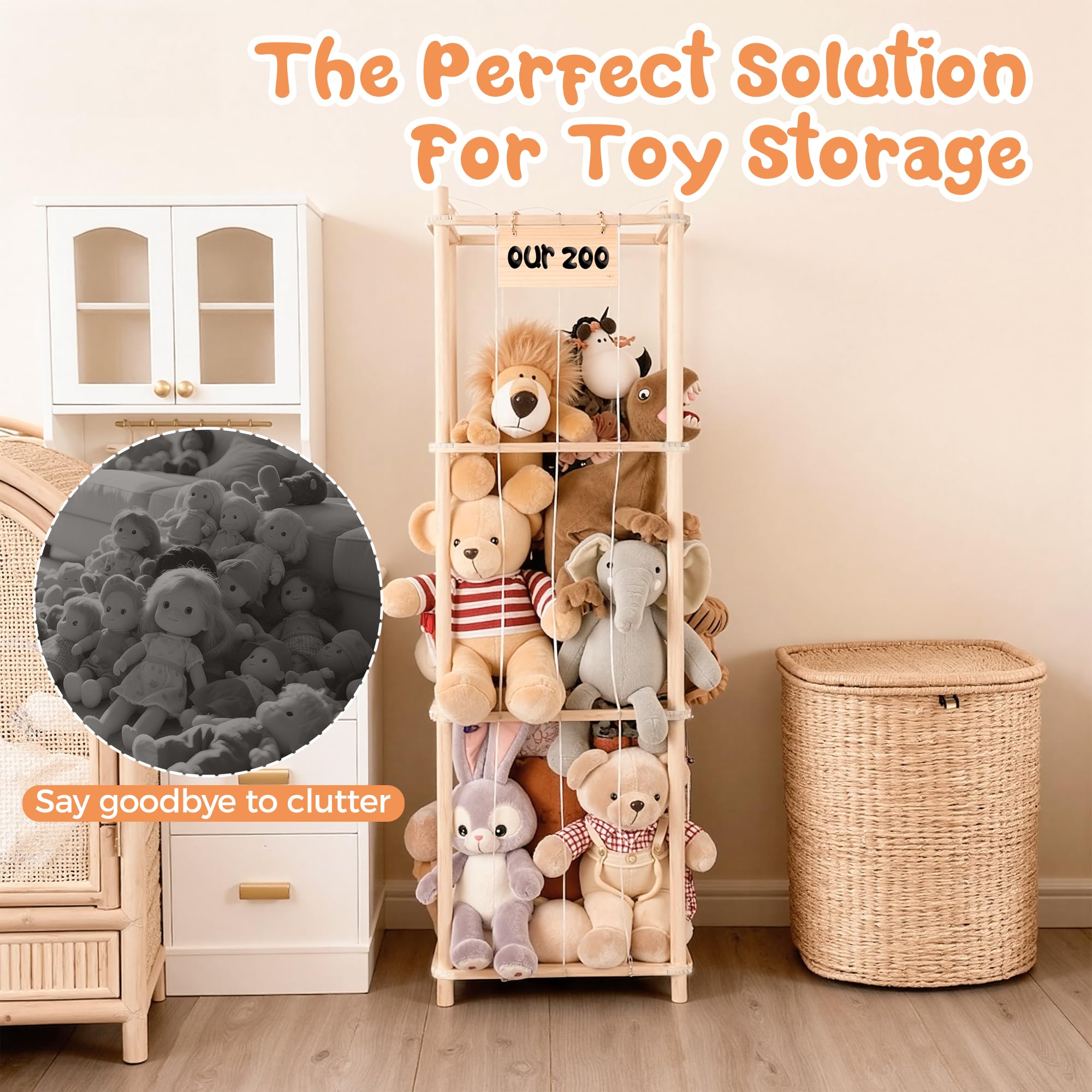 LAMU elastic cord sides for easy access to favorite stuffed animals