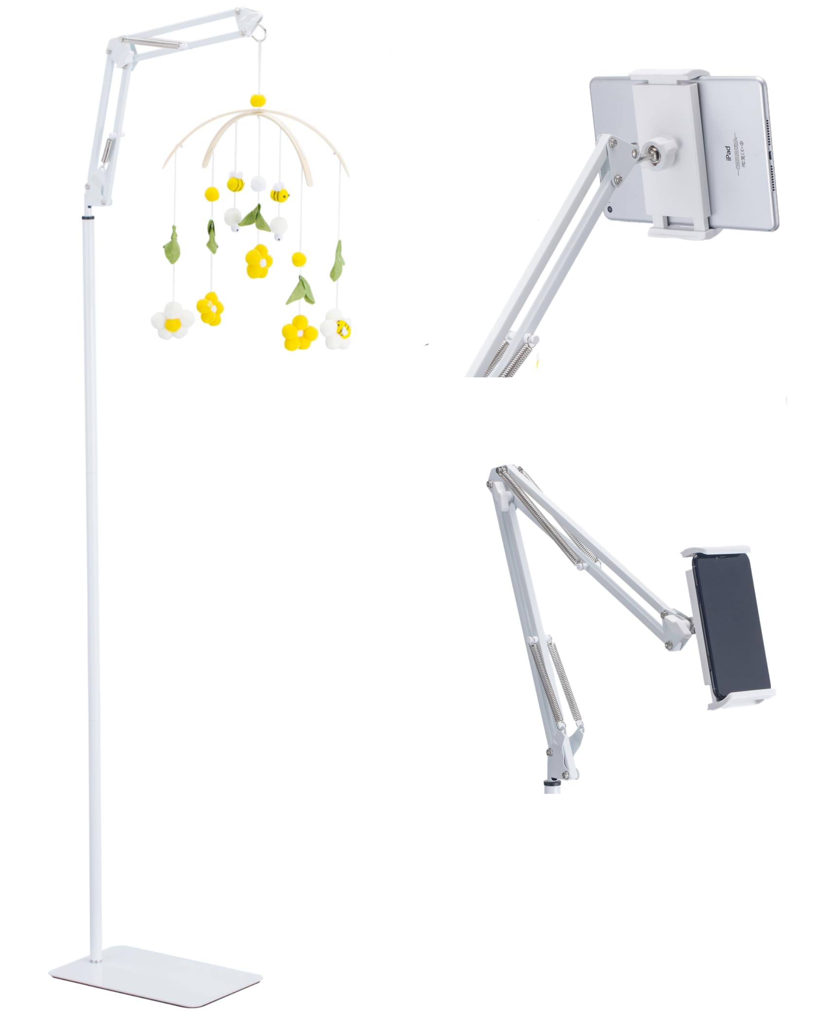 LamYHeng metal white floor stand base for crib mobiles provides stable support.