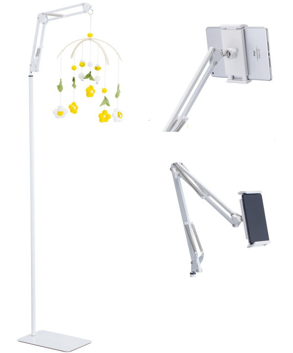 LamYHeng metal white floor stand base for crib mobiles provides stable support.