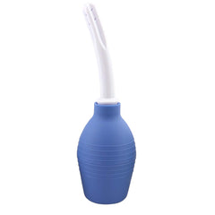 Lancsdom Anal Douche Bulb blue with soft nozzle for gentle cleansing.