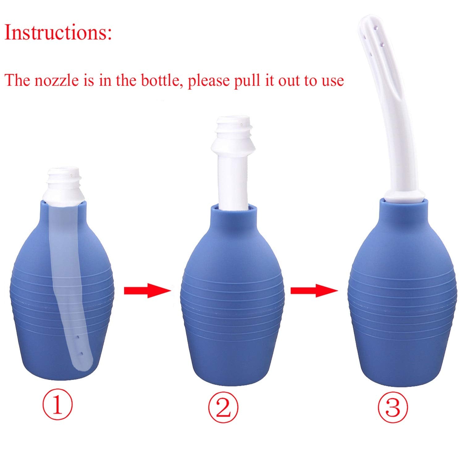 Lancsdom enema nozzle inside bottle demonstrates easy assembly for comfortable cleansing.