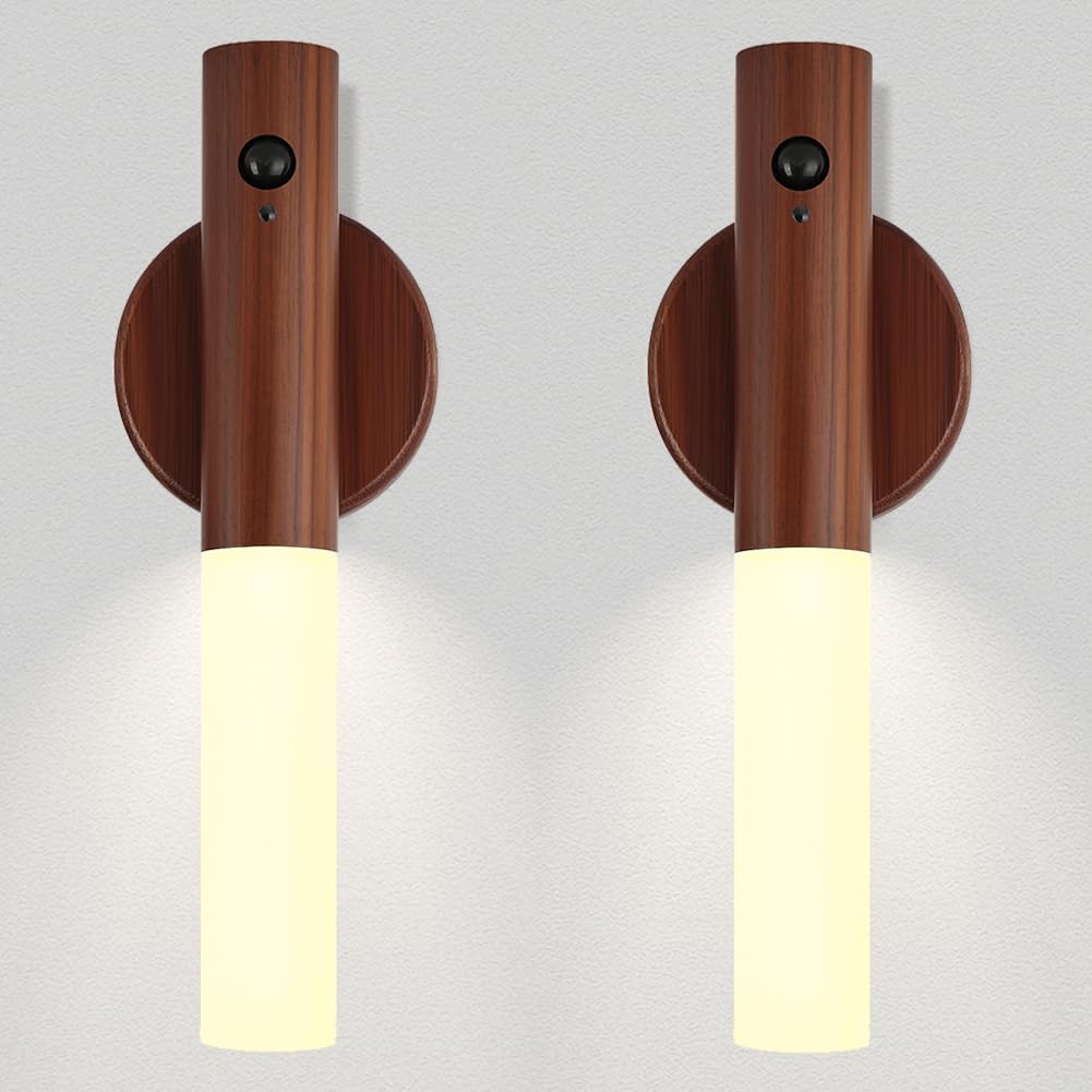 LANDGOO LED nursery night light with wood grain for a warm nursery ambiance.