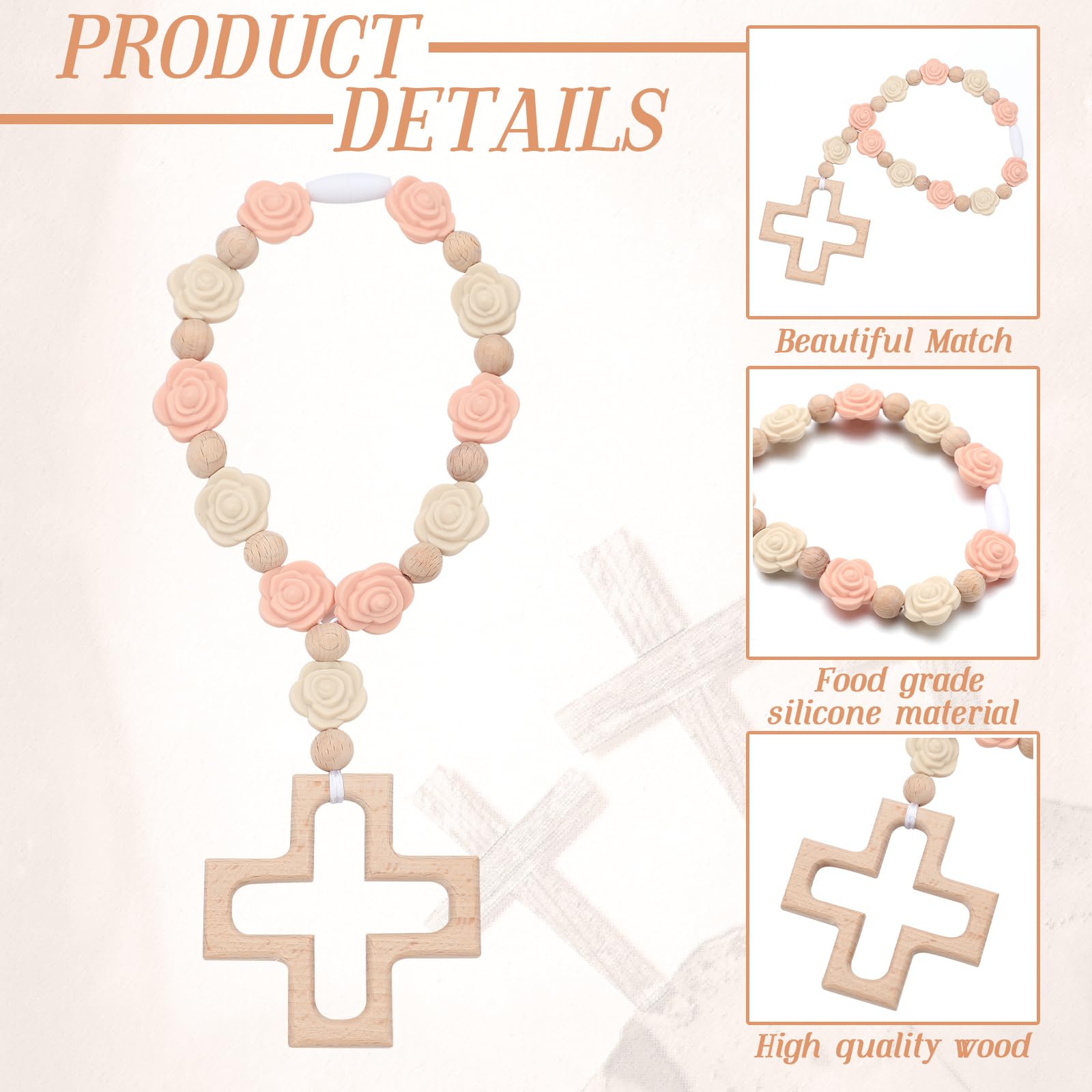 Landical Cross Baptism Silicone Rosary cross ornament centers the design for events