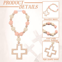 Landical Cross Baptism Silicone Rosary cross ornament centers the design for events
