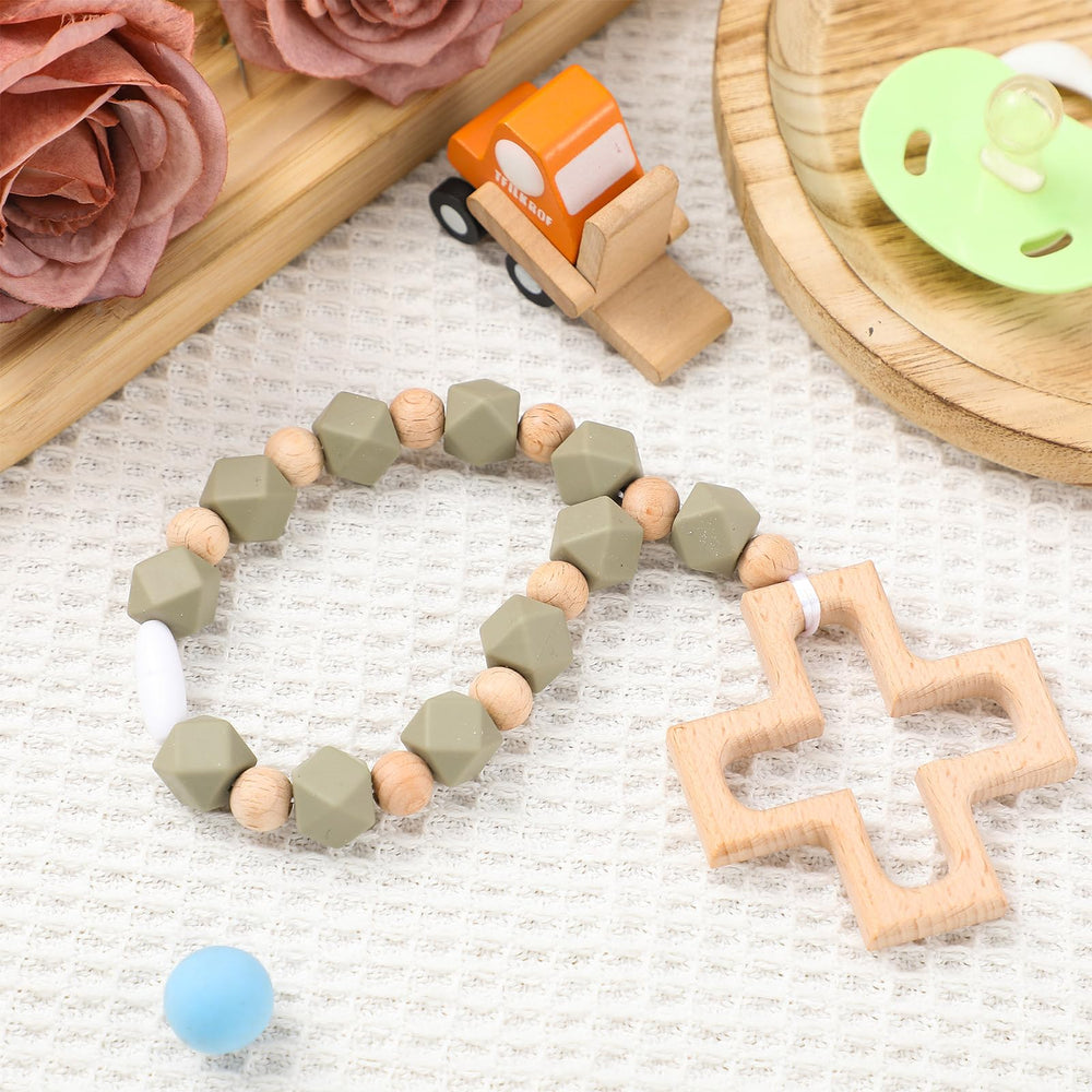 Landical cross baptism silicone rosary in green, a vibrant keepsake for baptism celebrations.