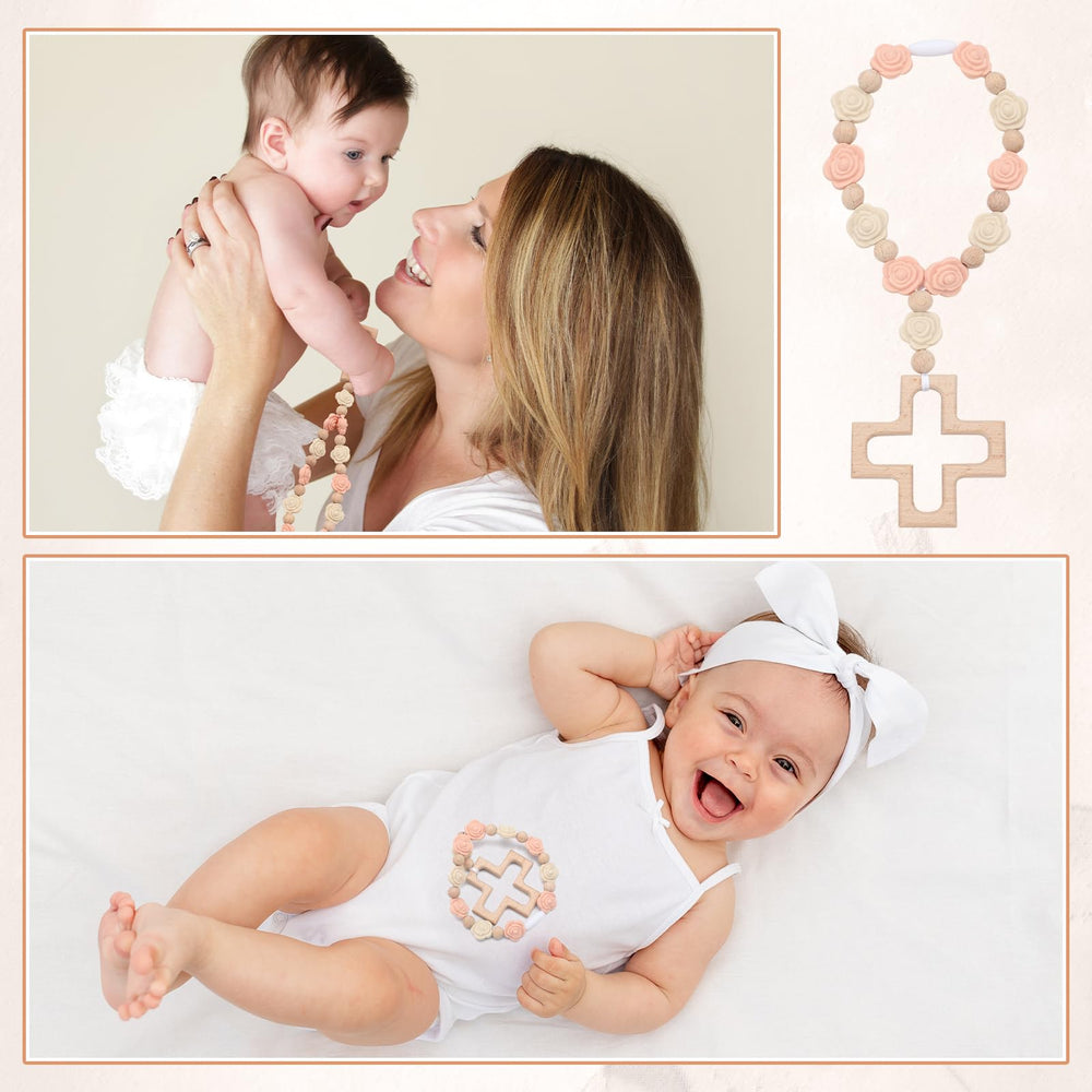 Landical Cross Baptism Silicone Rosary table decor adds charm to party spaces