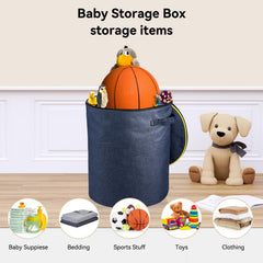 LANDICI collapsible toy basket ready for quick setup and cleanup after play.