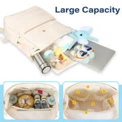 LANDICI diaper bag backpack apricot changing-pad included for quick diaper changes on the move.