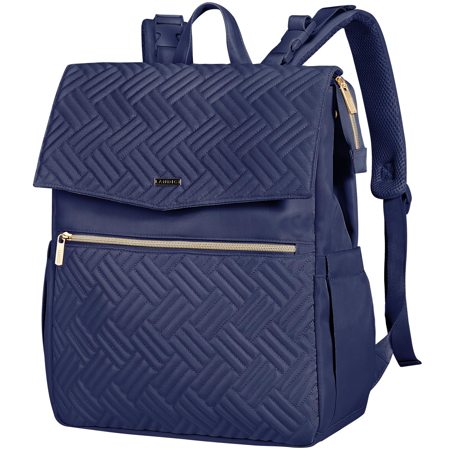 LANDICI diaper bag backpack exterior pockets for quick access to baby essentials.