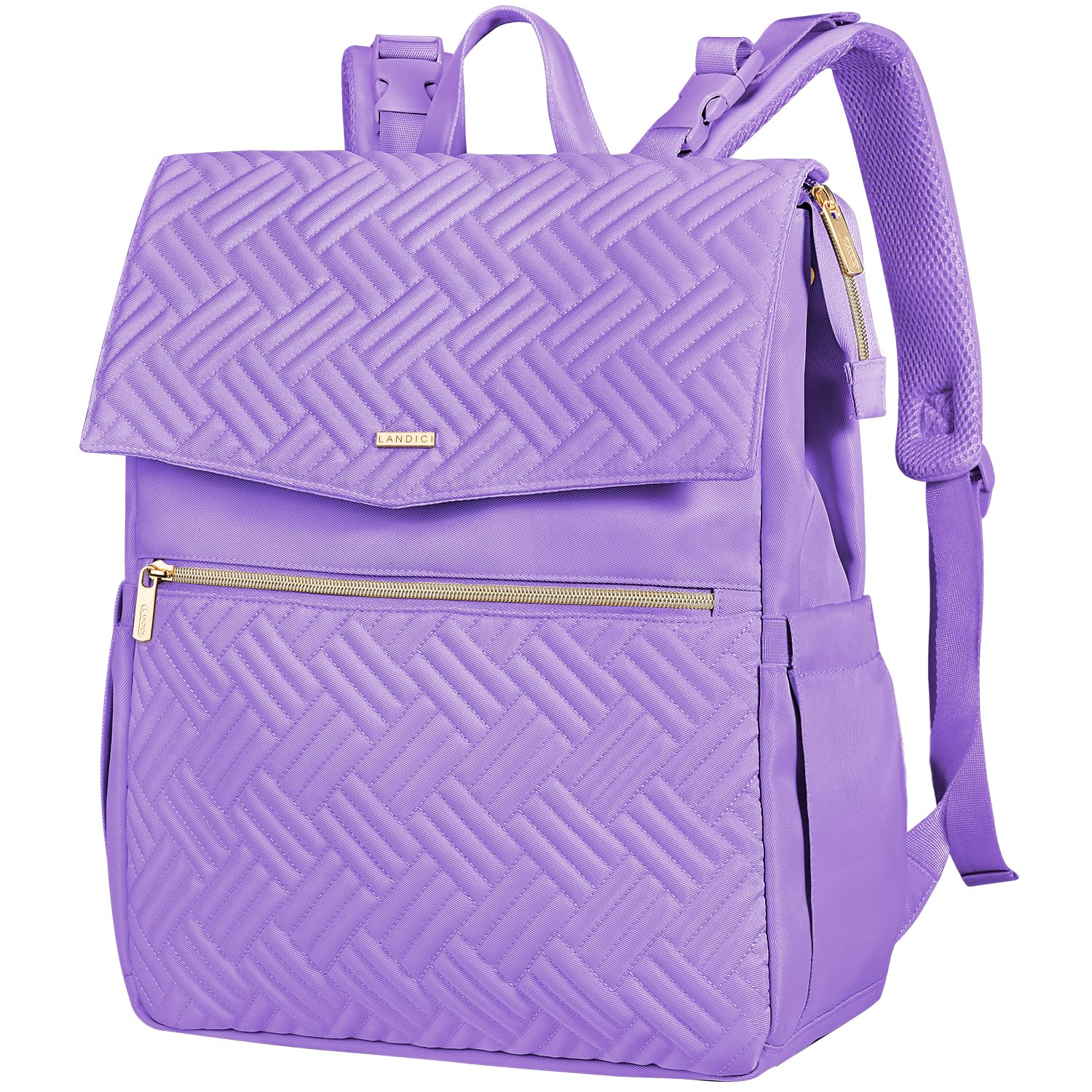 LANDICI diaper bag backpack exterior pockets for quick-access baby essentials.