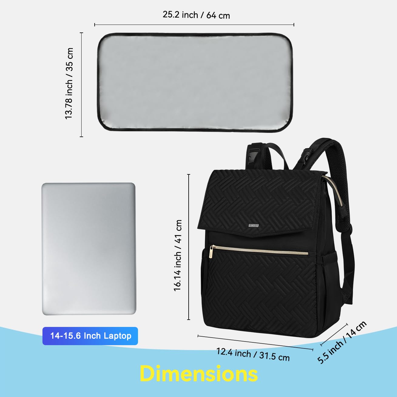 LANDICI multiple pockets organize baby and parent essentials.