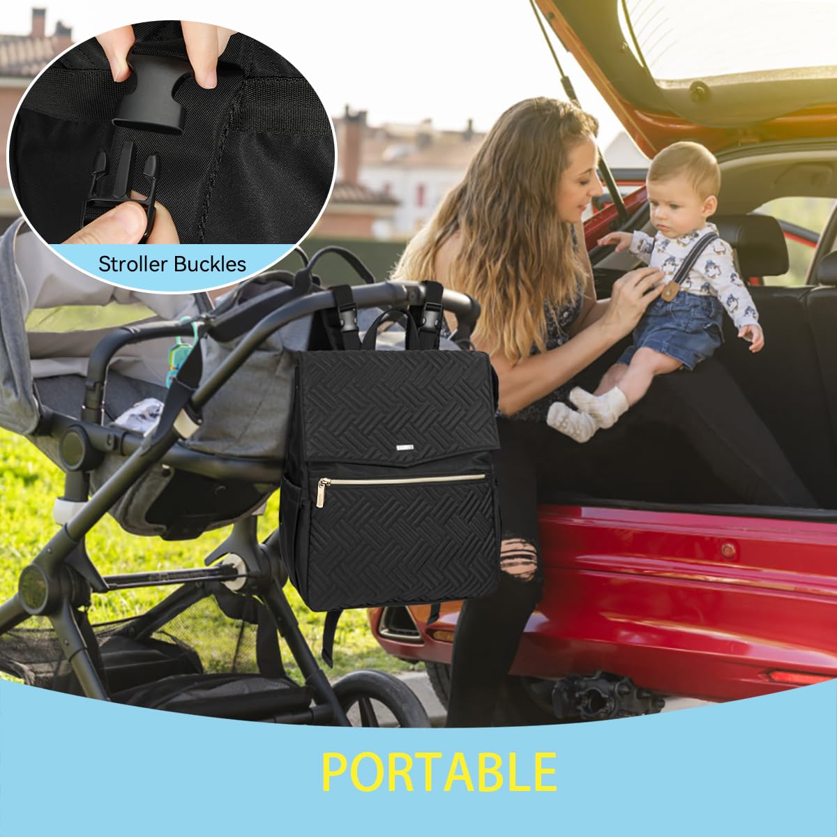 LANDICI waterproof fabric keeps contents protected in rain.