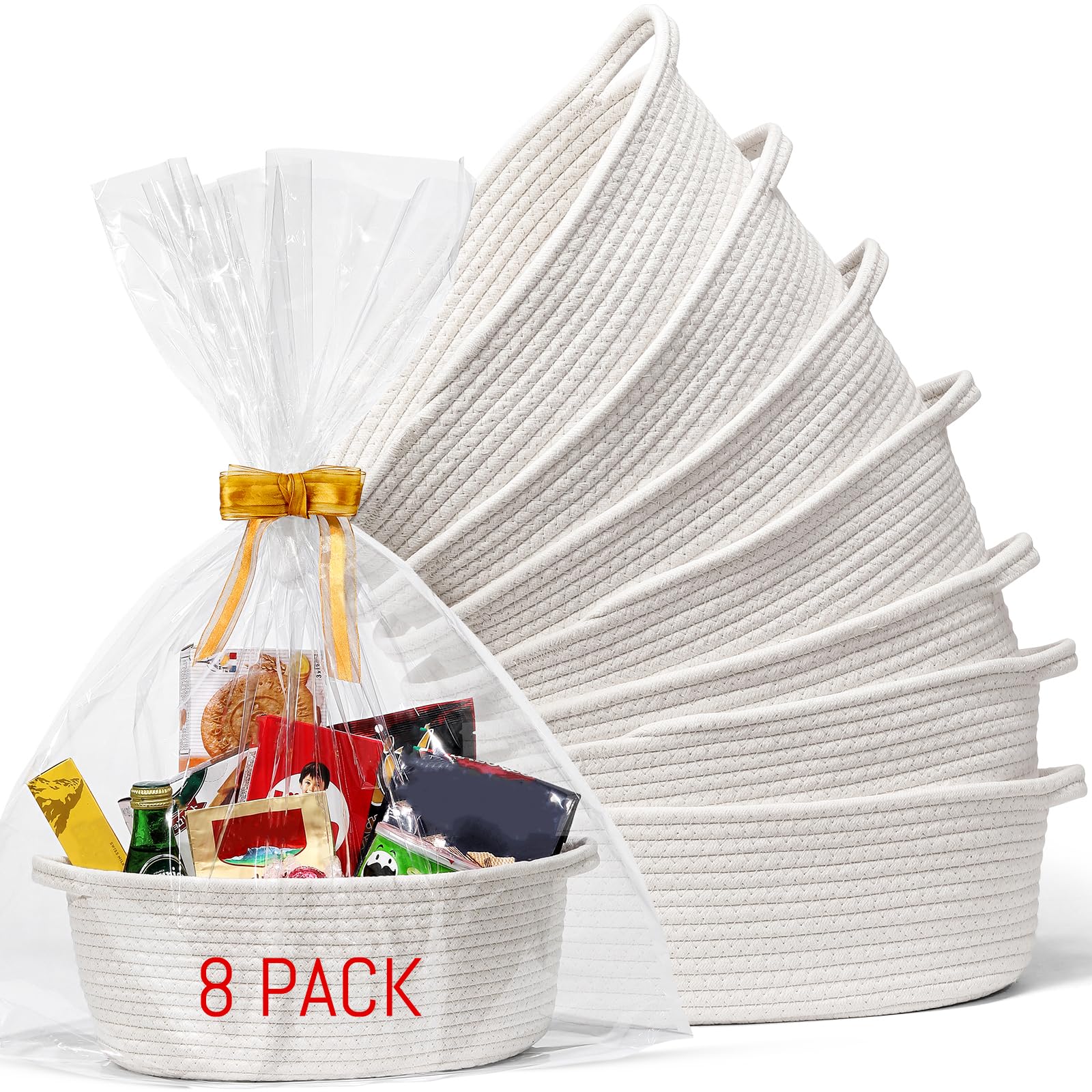 LANDNEOO baby gift basket with gift bags and ribbons, ideal for nursery organization.