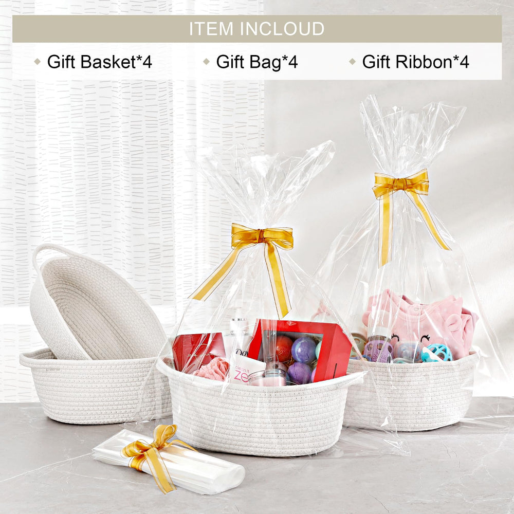 LANDNEOO four-pack gift baskets with bags and ribbons for celebrations.