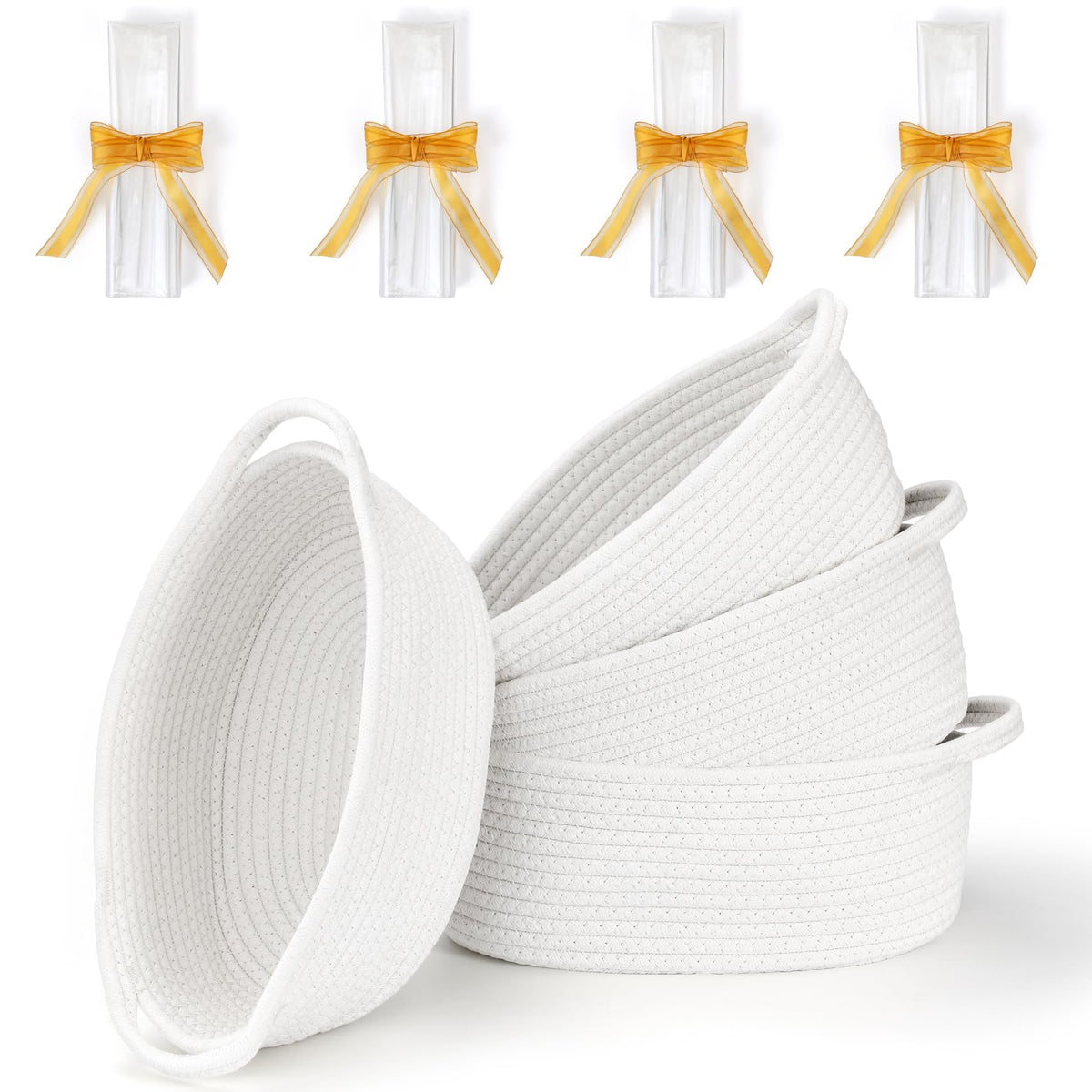 LANDNEOO small woven basket with handles for toy storage and nursery decor.