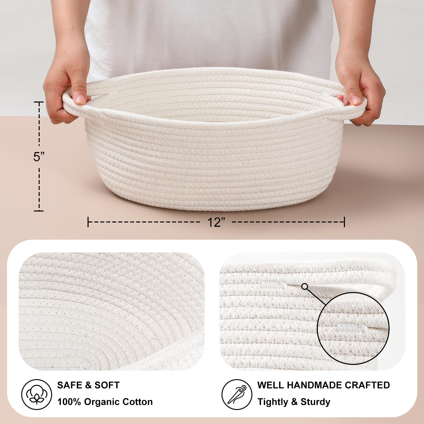 LANDNEOO versatile basket for baby items, books, and small clothing storage.
