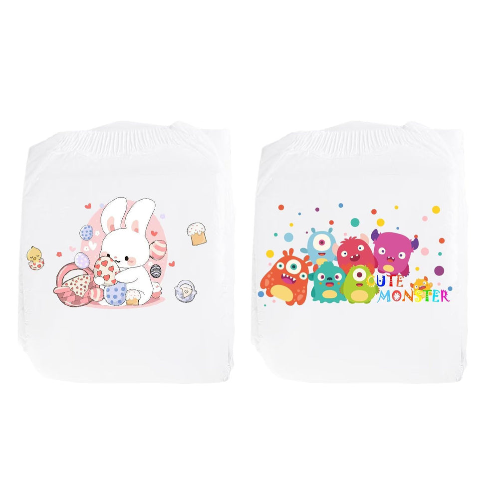 Landofgenie adult diapers with Little Monster print offer secure fit and comfort.