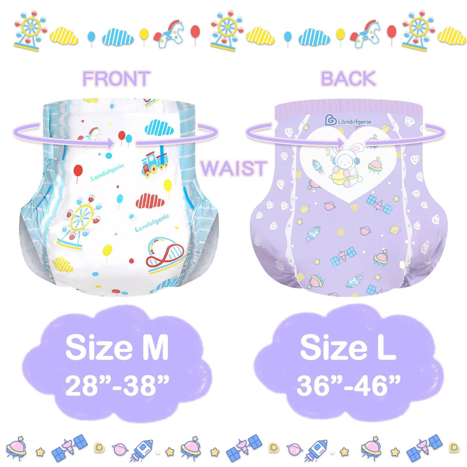 Landofgenie abstract pattern diaper with tabs keeps you confident.