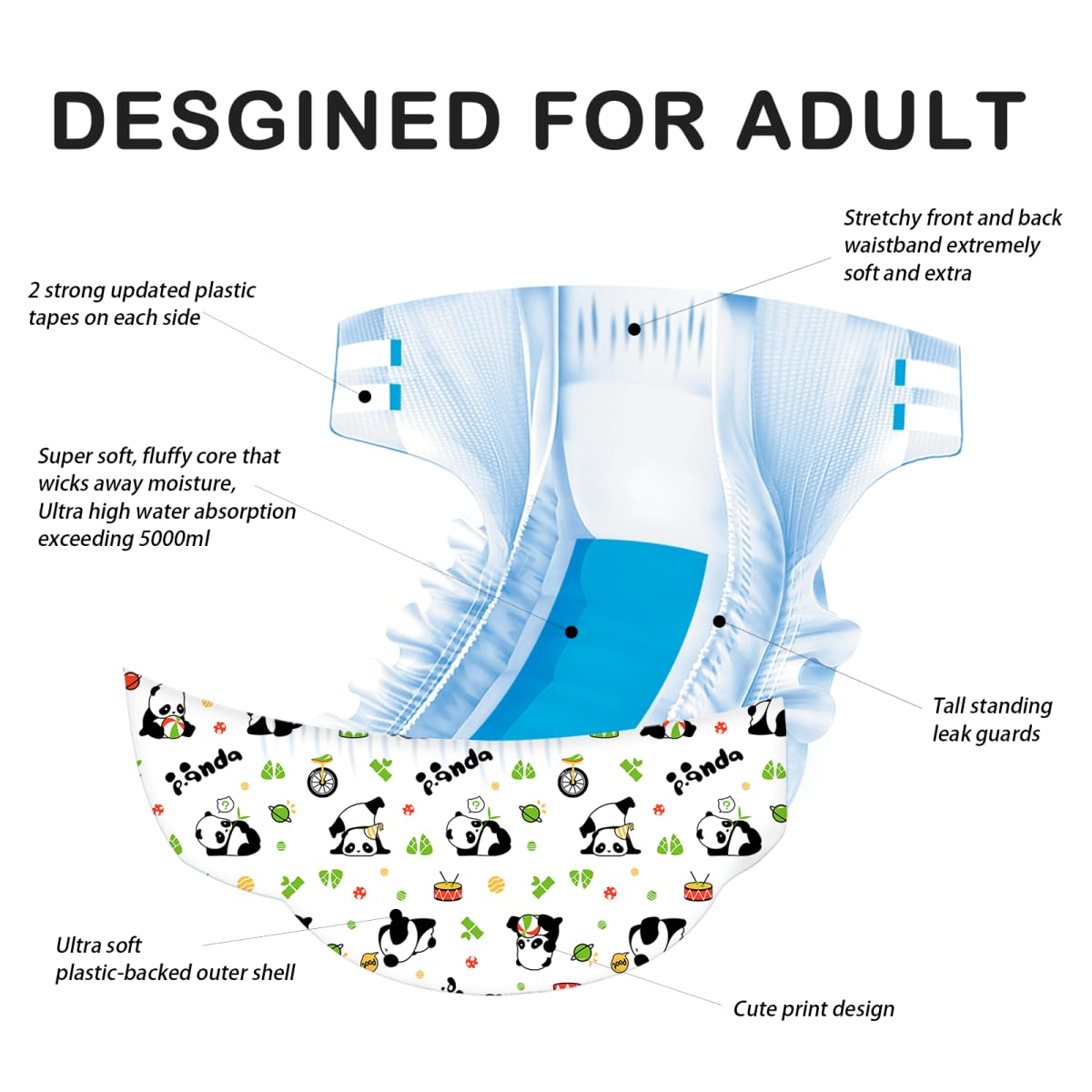 Landofgenie swirly pattern diaper with tabs blends comfort and security.