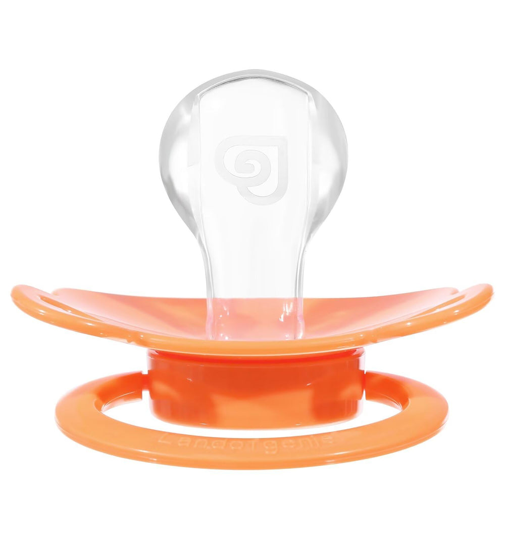 Landofgenie bear-shaped pacifier closeup showing playful design and comfortable fit.