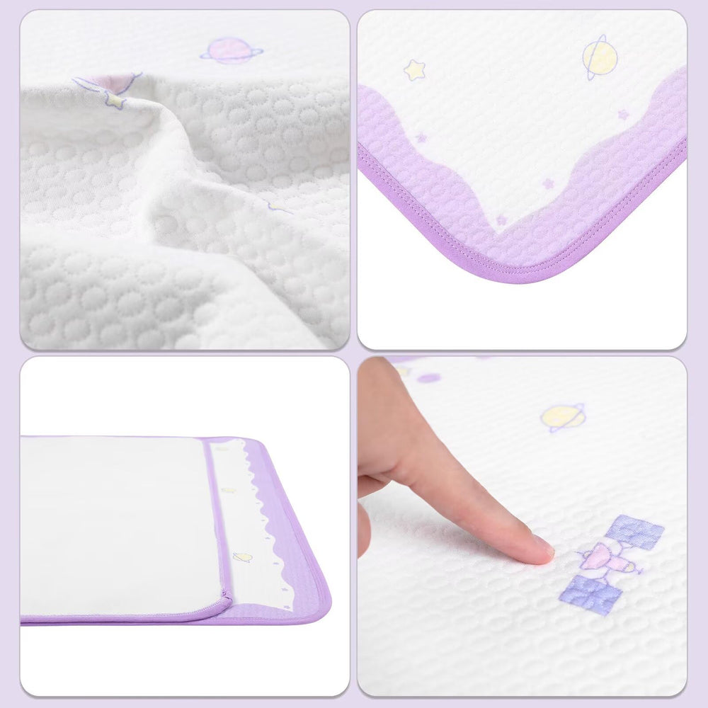 Landofgenie Astronaut Bunny bed pad bottom non-slip layer stays securely in place.