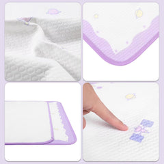 Landofgenie Astronaut Bunny bed pad bottom non-slip layer stays securely in place.