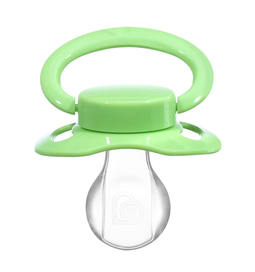 Brand logo on shield adds a distinctive touch to the Landofgenie pacifier.