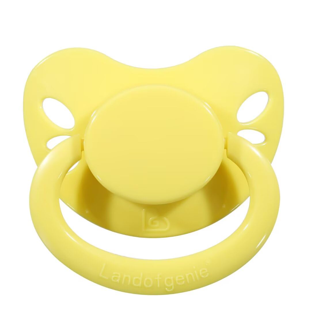 Landofgenie butterfly shield pacifier in yellow for adult comfort.