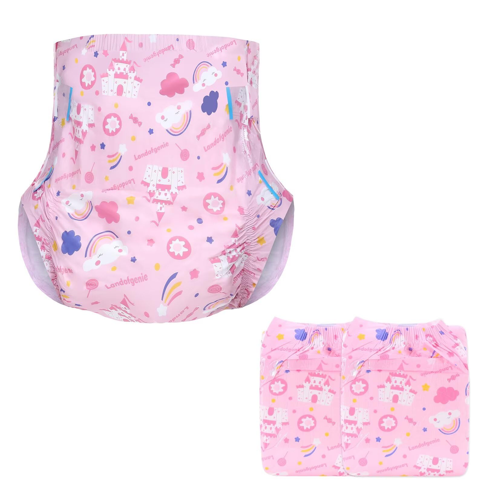 Landofgenie Candy Castle overnight diaper front view highlighting full-coverage absorbency