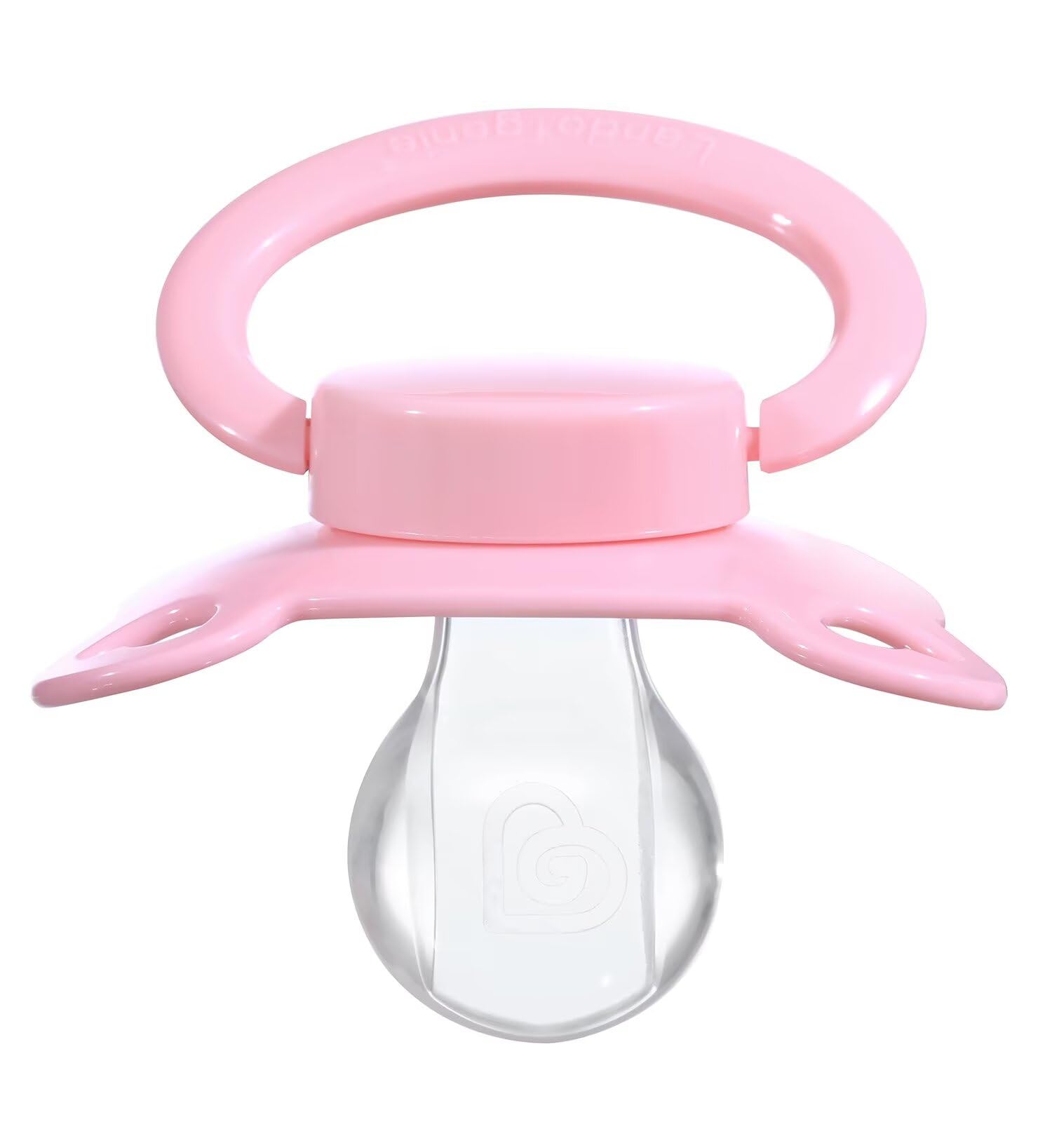 Landofgenie large shield adult pacifier in pink promotes soothing break times.