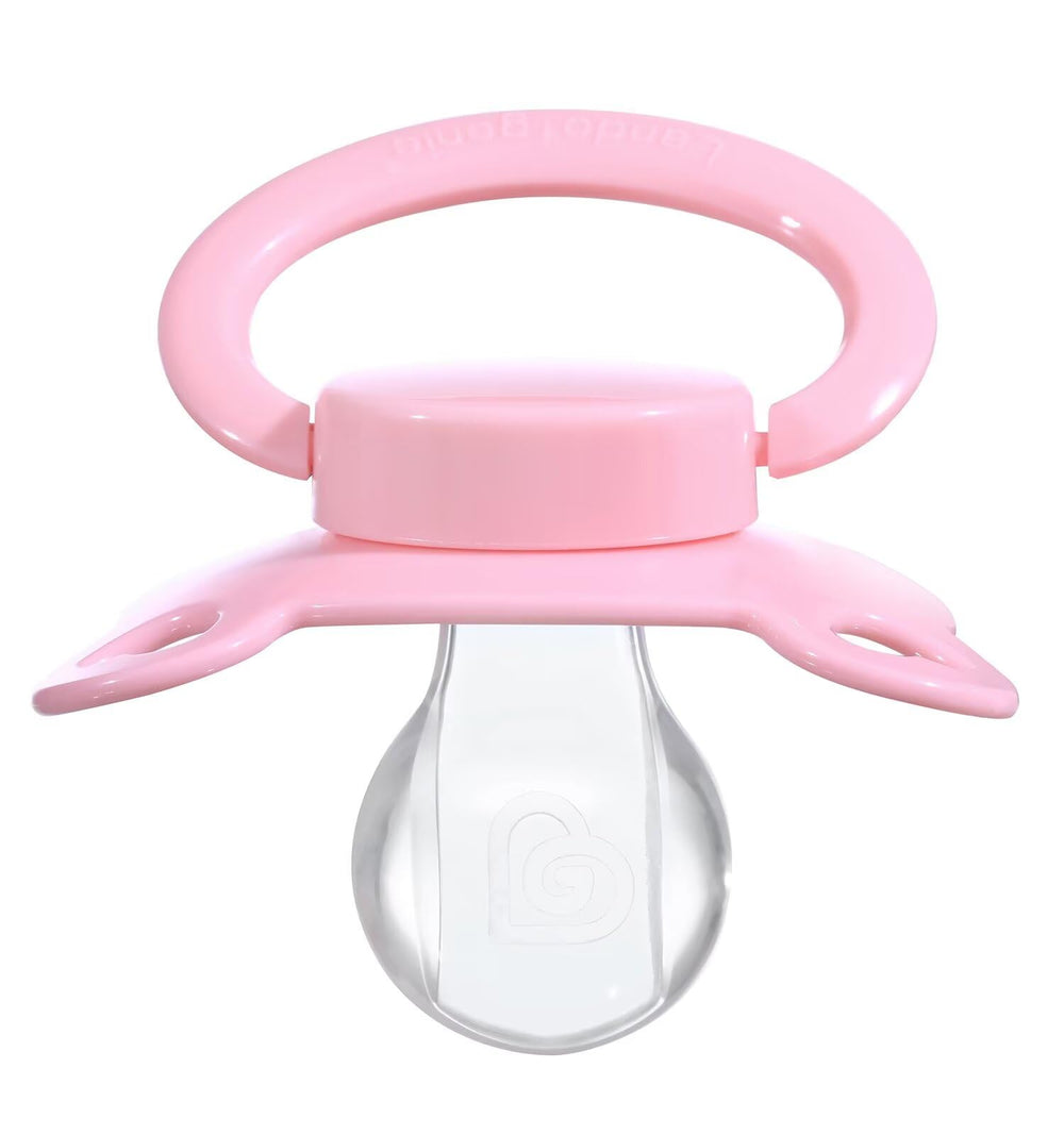 Landofgenie large shield adult pacifier in pink promotes soothing break times.
