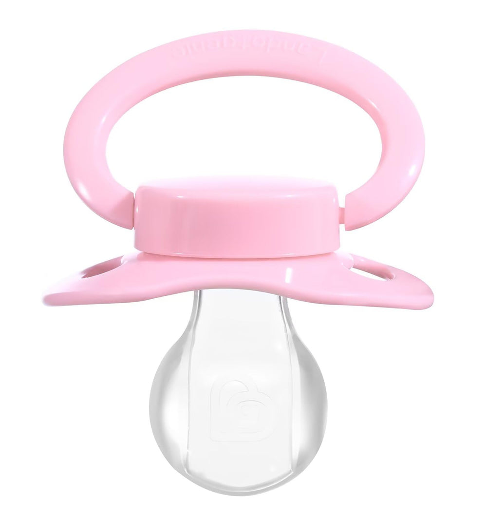 Landofgenie large shield pacifier in pink designed for soothing personal relaxation.