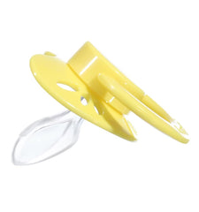 Landofgenie pacifier with logo shield and pull tabs for easy handling.