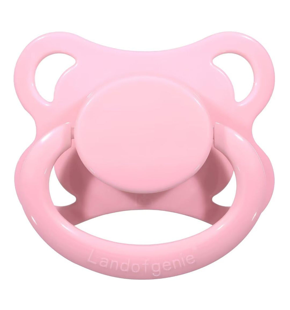 Landofgenie pacifier moon-shaped pink design promotes relaxing comfort.
