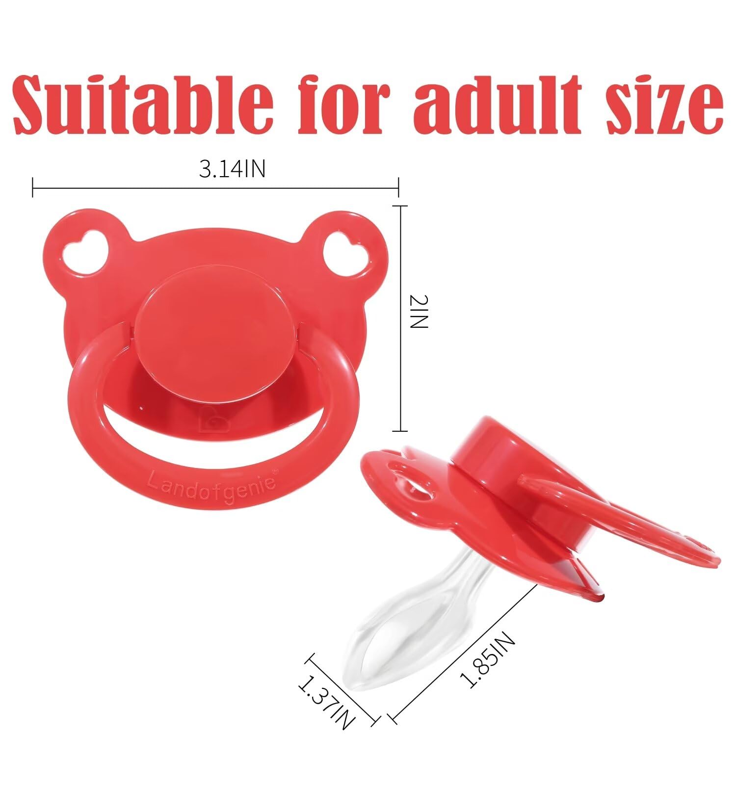 Landofgenie pacifier packaging and branding view emphasizes ready-to-use convenience.