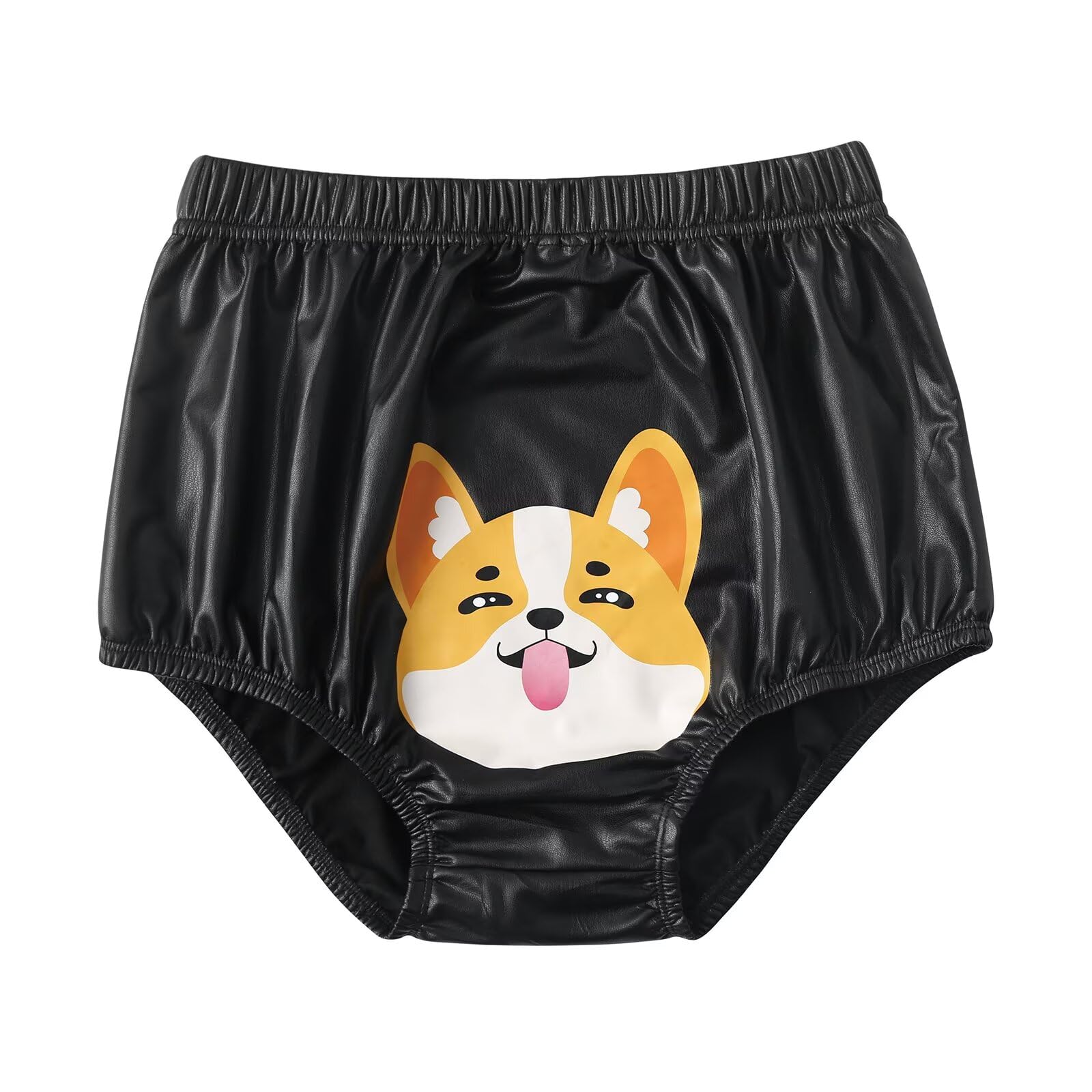 Landofgenie printed diaper cover puppy front view offers playful style and comfortable coverage.
