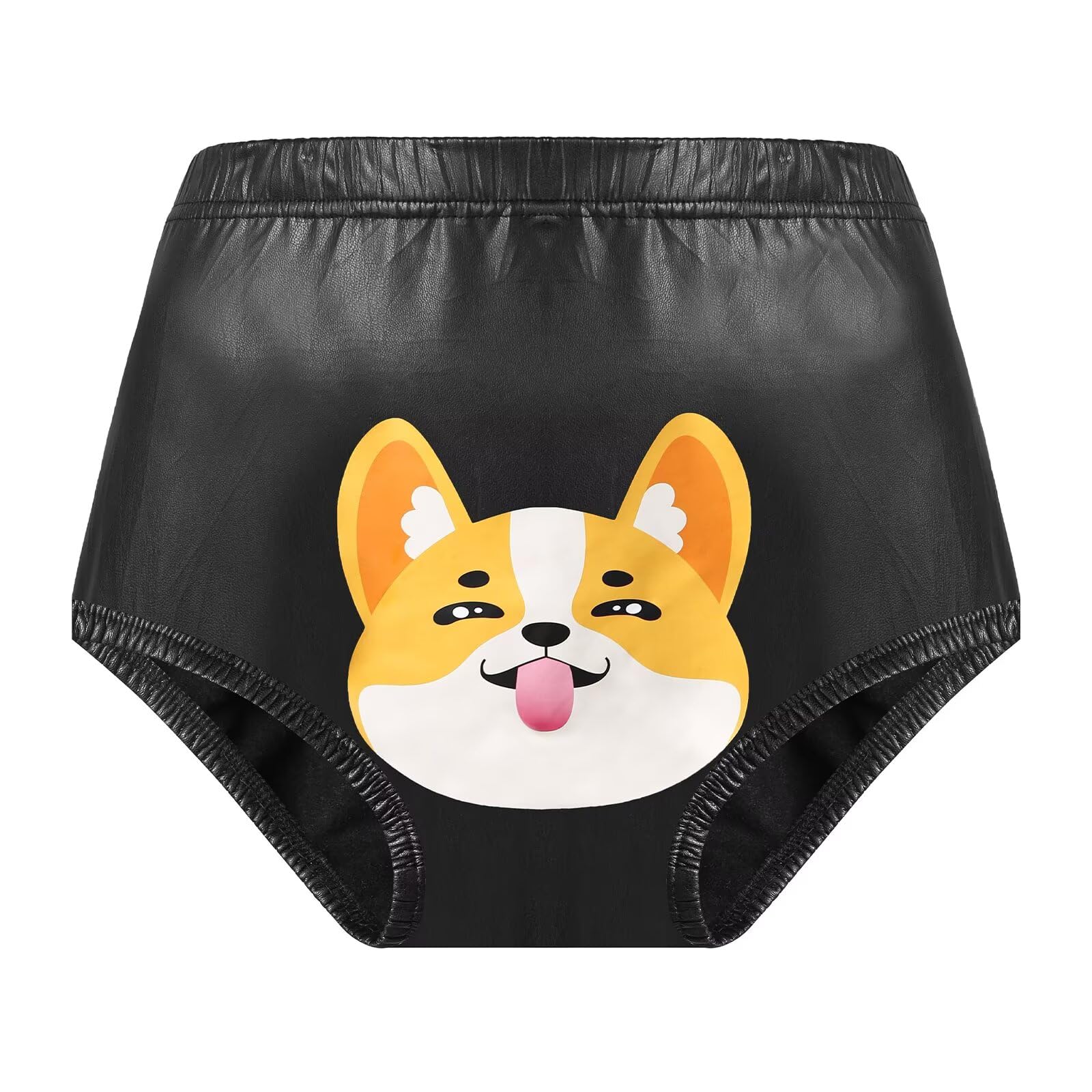 Landofgenie printed diaper cover puppy side view shows flexible fit for everyday wear.